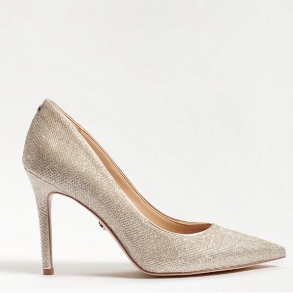 SAM EDELMAN: HAZEL POINTED TOE HEEL, LIGHT GOLD MESH - Picture 6 of 14
